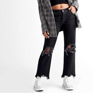 Free People Black Straight Leg Jeans